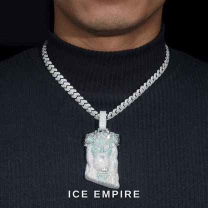 Iced Out 18K Gold Moissanite Pendant