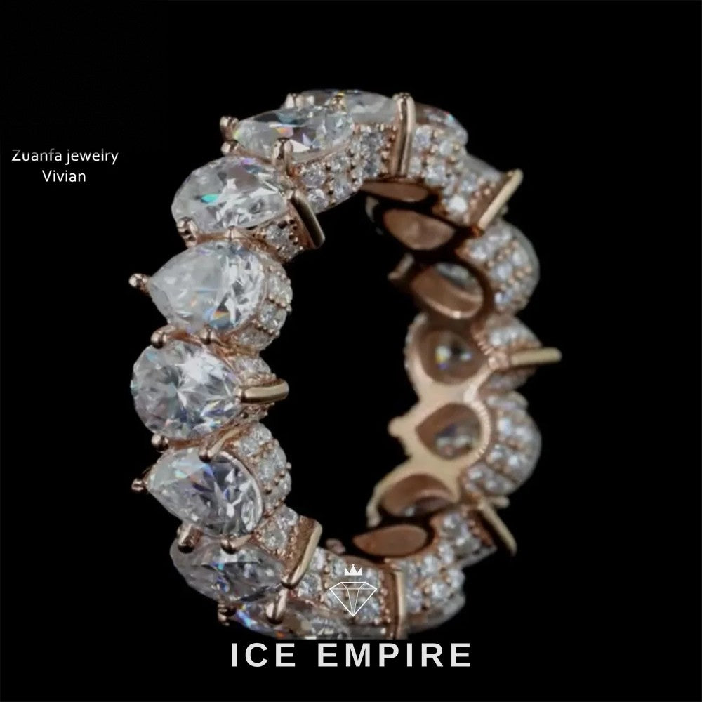 Iced Out 925 Silver Moissanite Ring