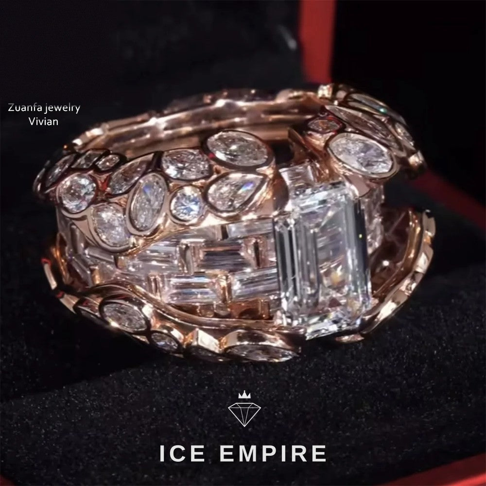 Iced Out 925 Silver Moissanite Ring