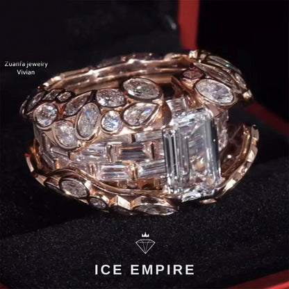 Iced Out 925 Silver Moissanite Ring