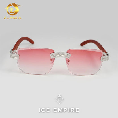 Iced Out Baguette 925 Silver Moissanite Glasses