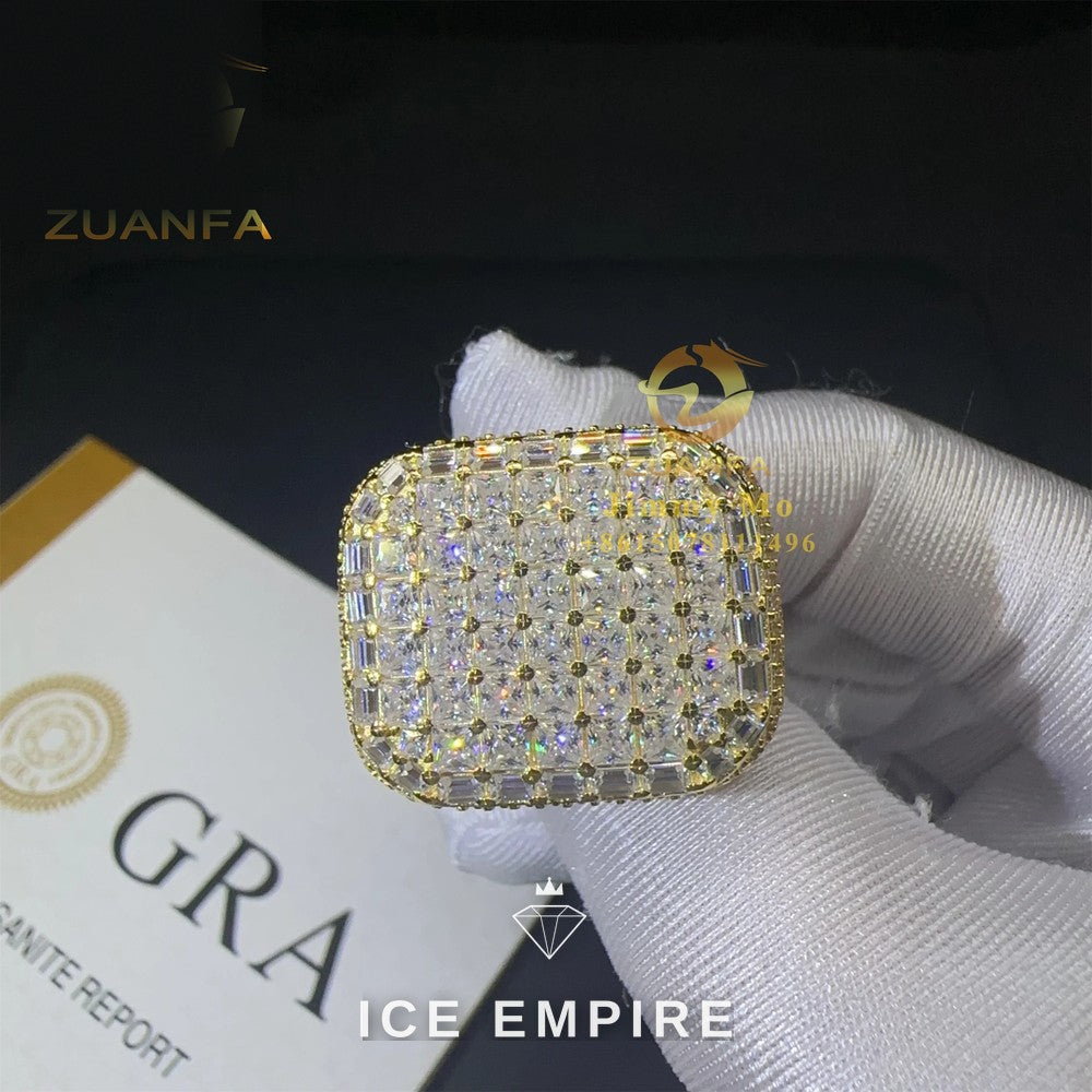 Iced Out Baguette Rose Gold Plated Moissanite Ring