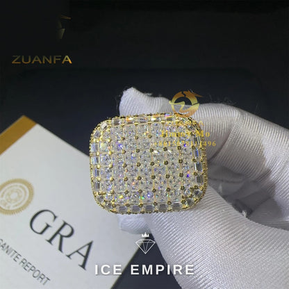 Iced Out Baguette Rose Gold Plated Moissanite Ring