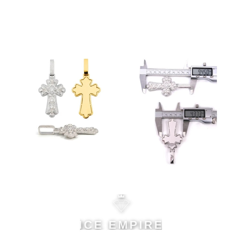 Iced Out Cross Rose Gold Plated Moissanite Cuban Chain