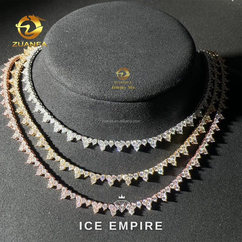 Iced Out Cluster Rose Gold Plated Moissanite Cuban Chain