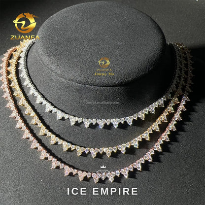 Iced Out Cluster Rose Gold Plated Moissanite Cuban Chain