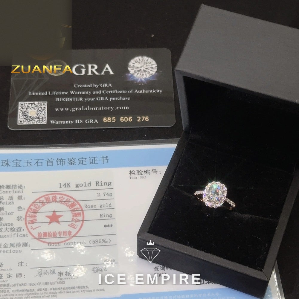 Iced Out Rose Gold Moissanite Engagement Ring