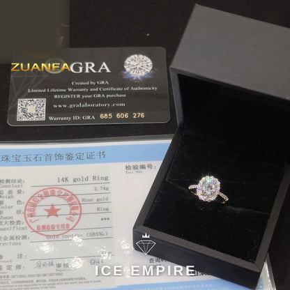 Iced Out Rose Gold Moissanite Engagement Ring
