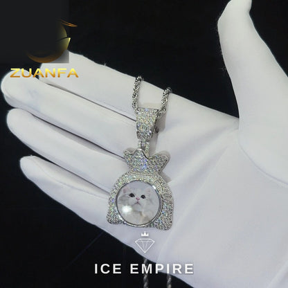 Iced Out Rose Gold Plated Moissanite Pendant