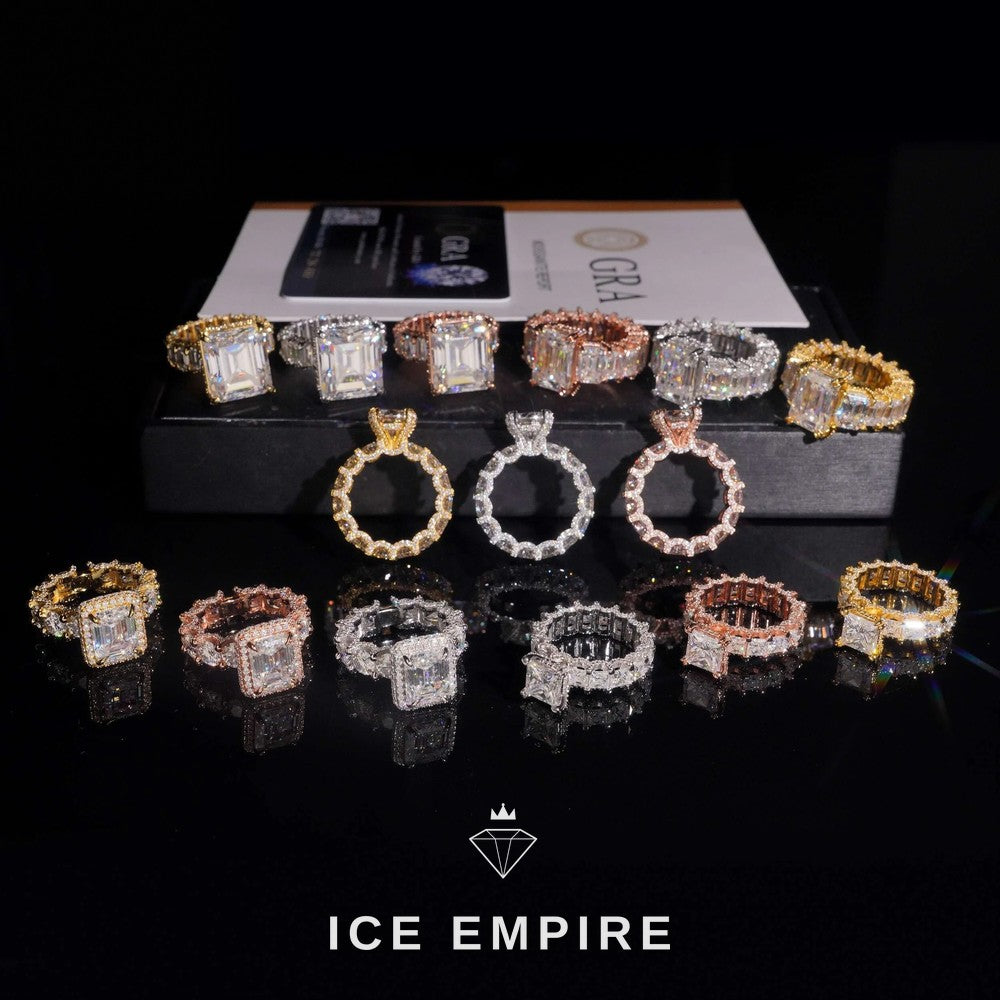 Iced Out 925 Silver Moissanite Engagement Ring
