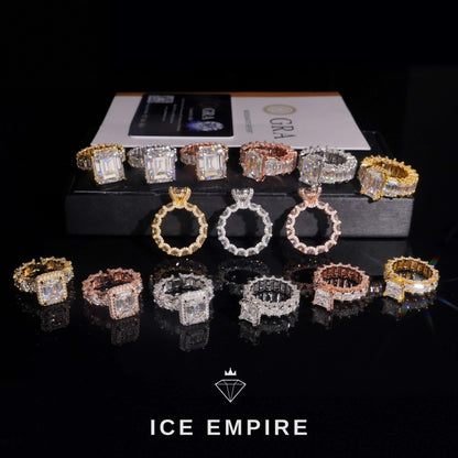 Iced Out 925 Silver Moissanite Engagement Ring