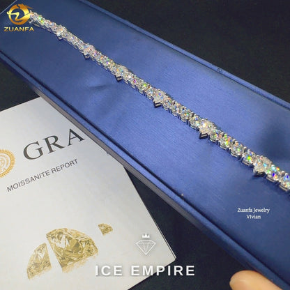 Iced Out 925 Silver Moissanite Tennis Chain