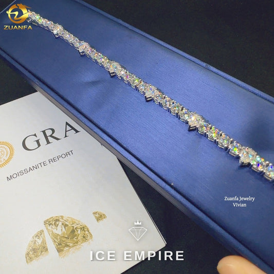 Iced Out 925 Silver Moissanite Tennis Chain