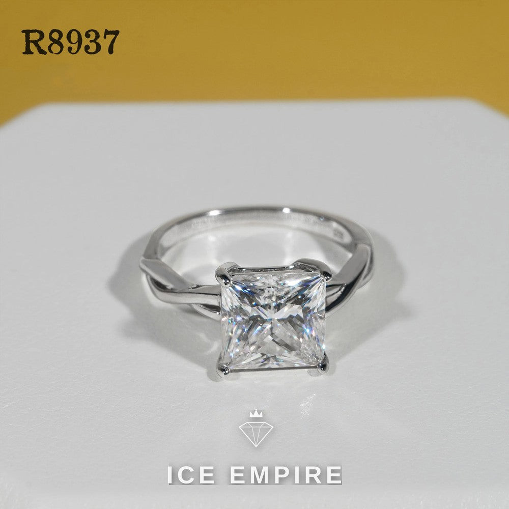 Iced Out 925 Silver Moissanite Engagement Ring