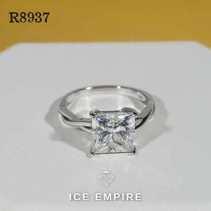 Iced Out 925 Silver Moissanite Engagement Ring