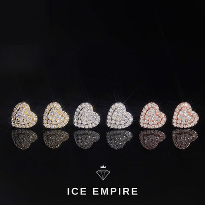 Iced Out Heart Gold Plated Moissanite Earrings