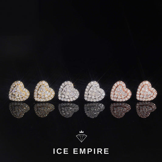 Iced Out Heart Gold Plated Moissanite Earrings