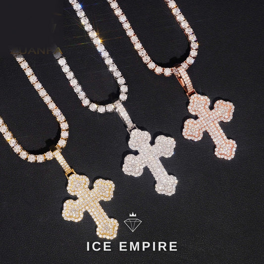 Iced Out Cross 925 Silver Pendant