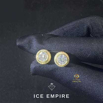 Iced Out Rose Gold Plated Moissanite Stud Earrings