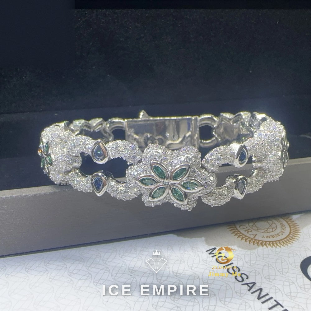 Iced Out 925 Silver Moissanite Cuban Chain