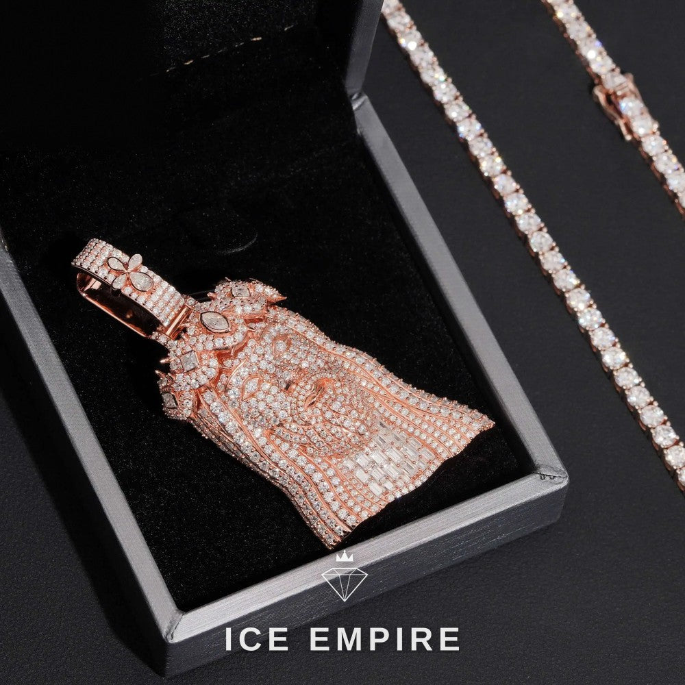 Iced Out Rose Gold Plated Moissanite Cuban Chain