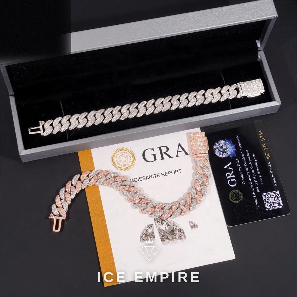 Iced Out Rose Gold Plated Moissanite Cuban Chain