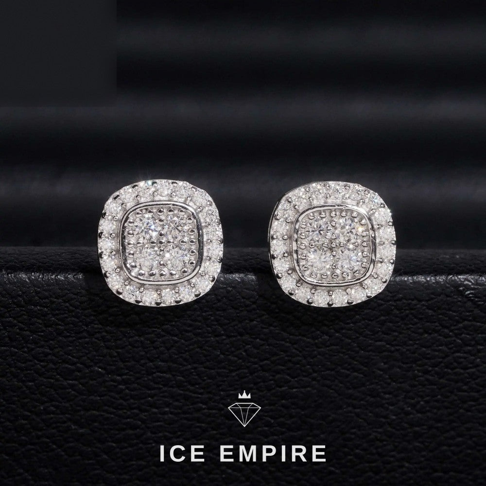 Iced Out Cluster 925 Silver Moissanite Stud Earrings