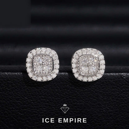 Iced Out Cluster 925 Silver Moissanite Stud Earrings