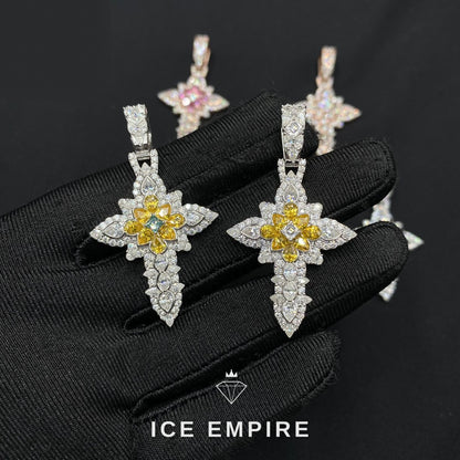Iced Out Cross 925 Silver Moissanite Pendant
