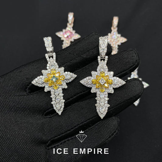 Iced Out Cross 925 Silver Moissanite Pendant
