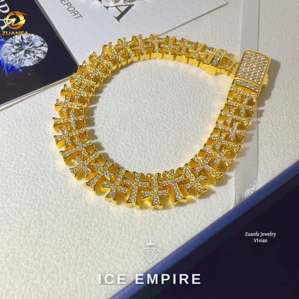 Iced Out 925 Silver Moissanite Cuban Chain