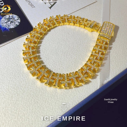 Iced Out 925 Silver Moissanite Cuban Chain