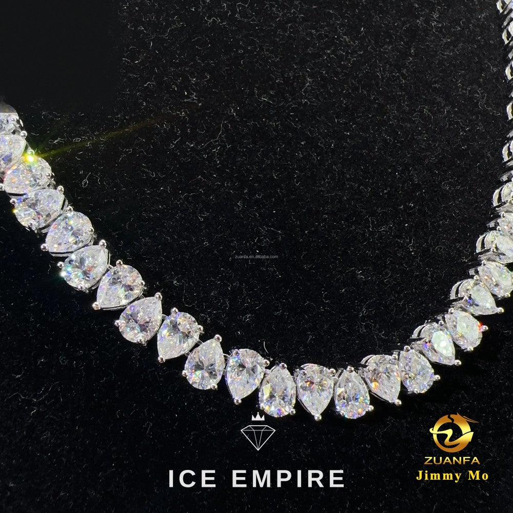 Iced Out Cluster Rose Gold Moissanite Cuban Chain
