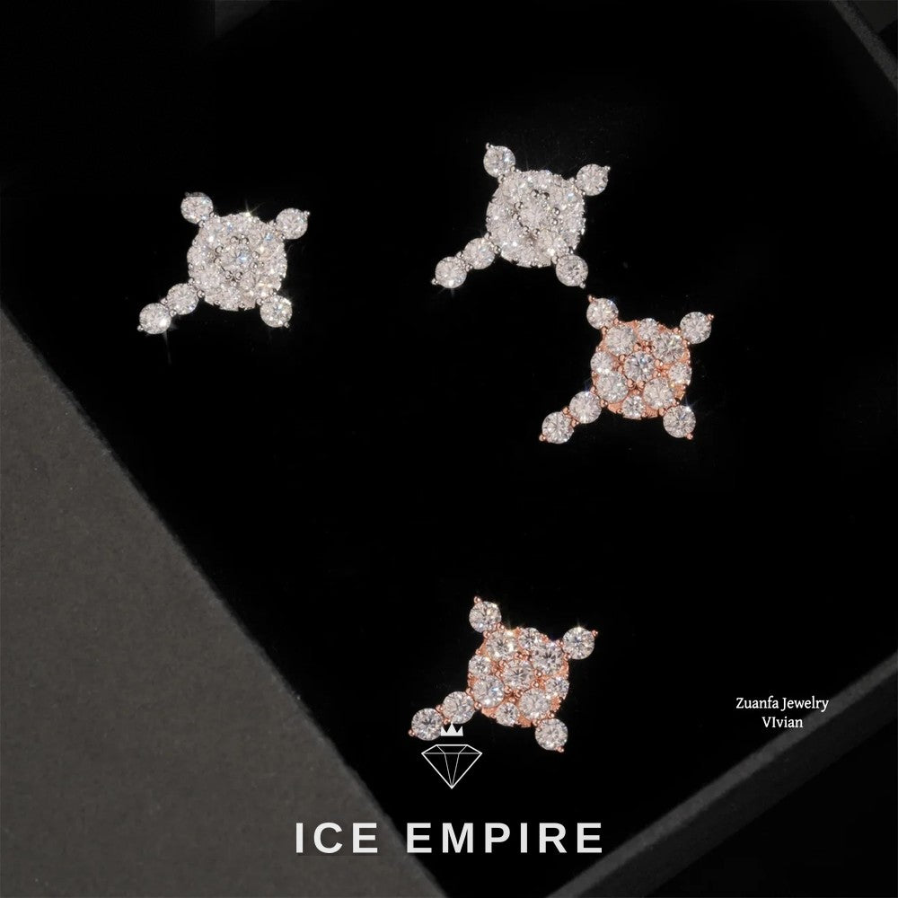 Iced Out Gold Plated Moissanite Stud Earrings