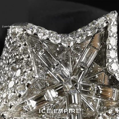 Iced Out 925 Silver Moissanite Ring