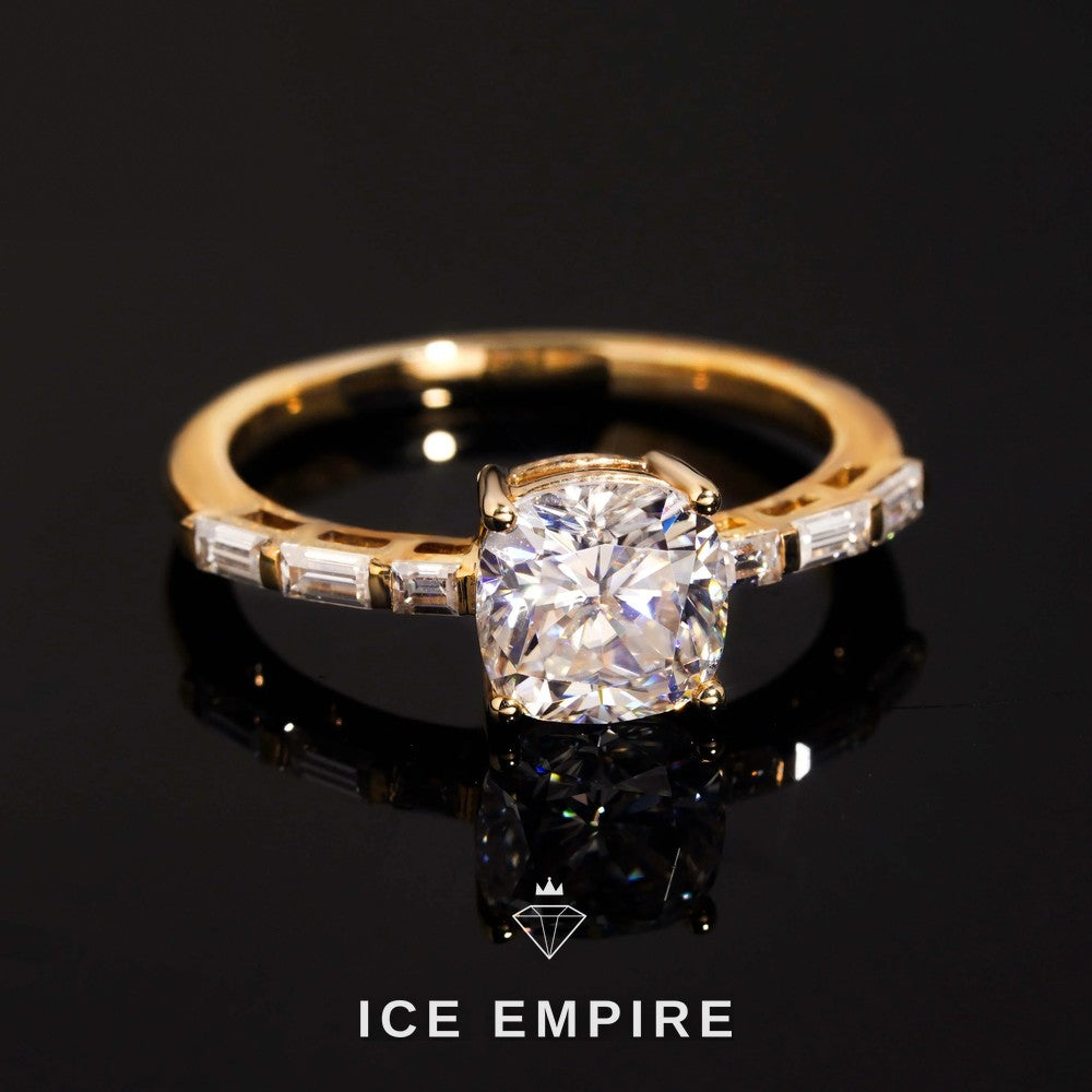 Iced Out 10K Gold Moissanite Wedding Band