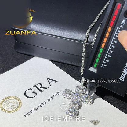 Iced Out Cross Rose Gold Plated Moissanite Rope Chain