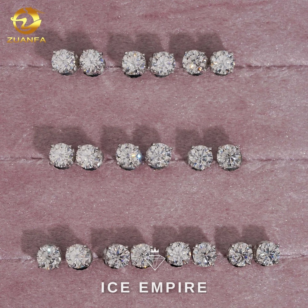 Iced Out 925 Silver Moissanite Stud Earrings