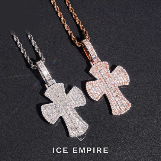 Iced Out Baguette Rose Gold Plated Moissanite Pendant