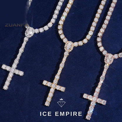Iced Out Cross Rose Gold Plated Moissanite Cuban Chain