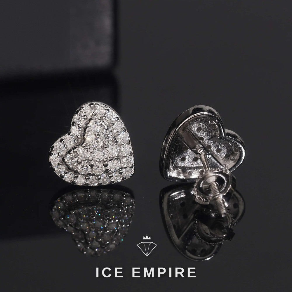 Iced Out Heart Gold Plated Moissanite Earrings