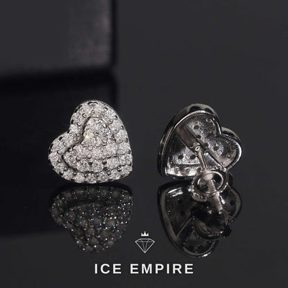 Iced Out Heart Gold Plated Moissanite Earrings