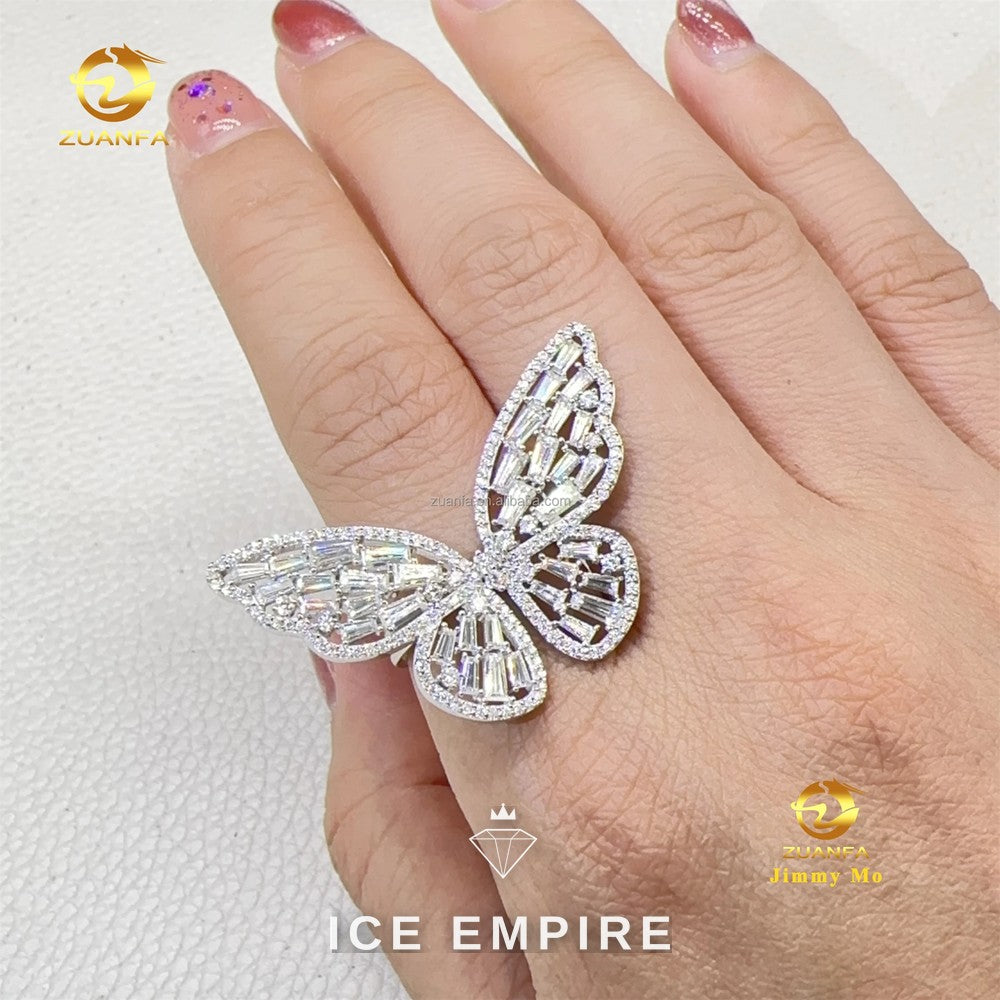 Iced Out Baguette 925 Silver Moissanite Ring