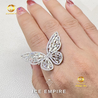 Iced Out Baguette 925 Silver Moissanite Ring