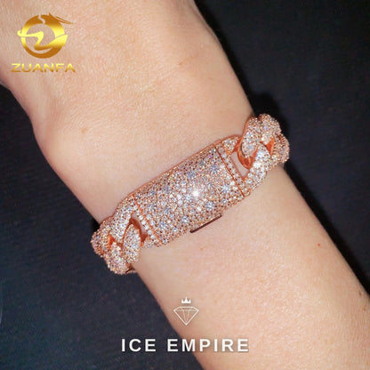 Iced Out Rose Gold Plated Moissanite Cuban Chain