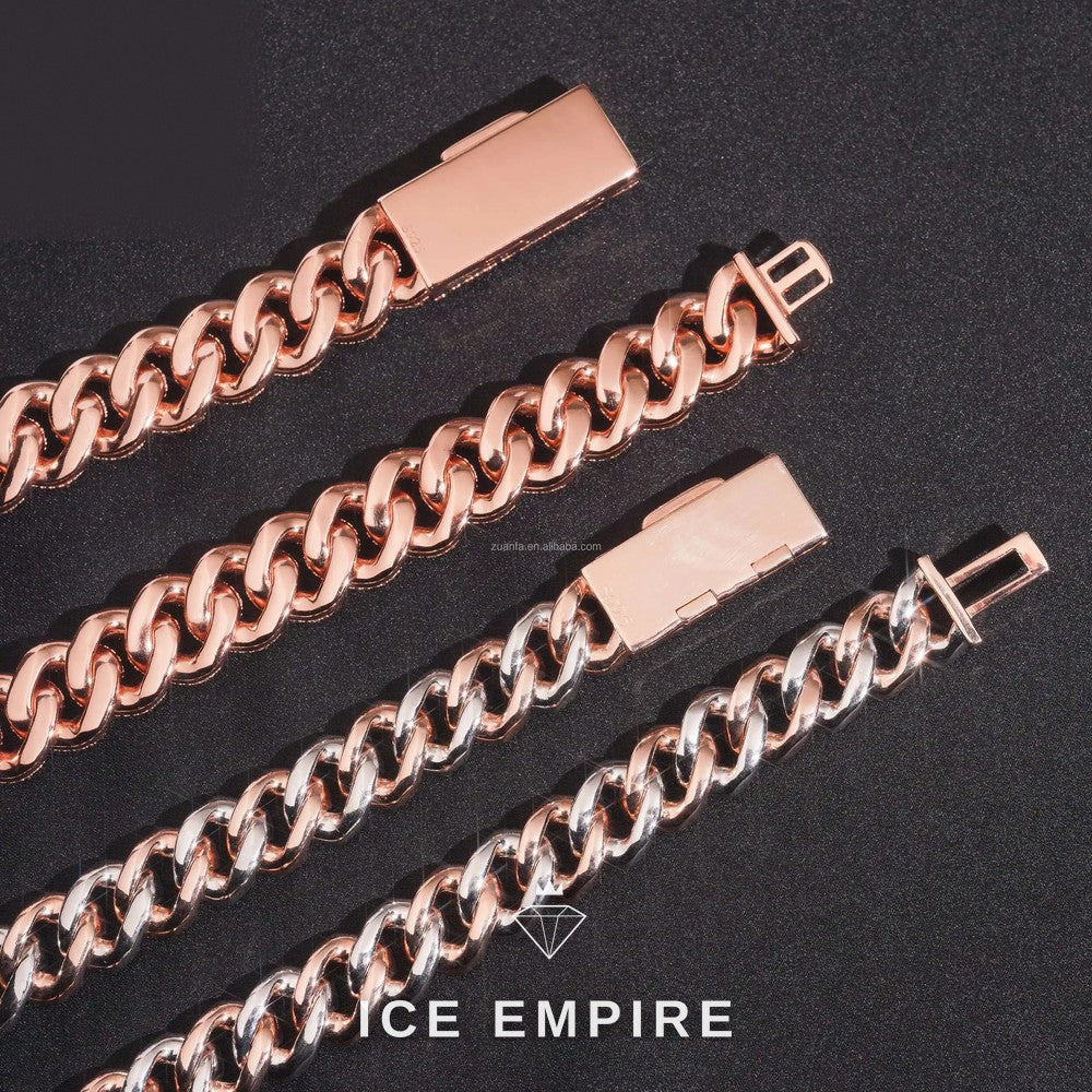 Iced Out Rose Gold Moissanite Cuban Chain