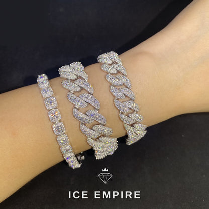 Iced Out 925 Silver Moissanite Cuban Chain
