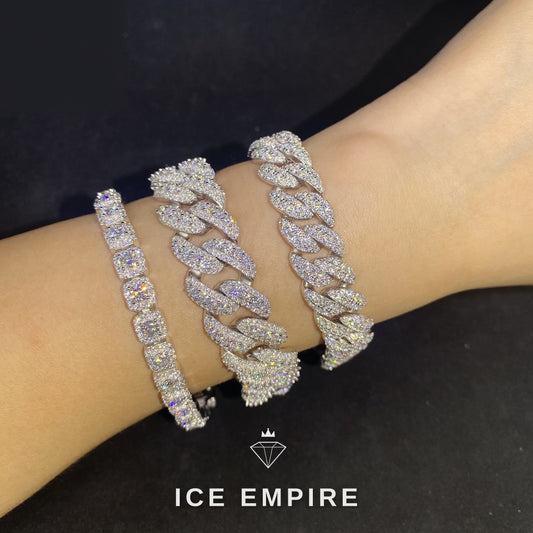 Iced Out 925 Silver Moissanite Cuban Chain