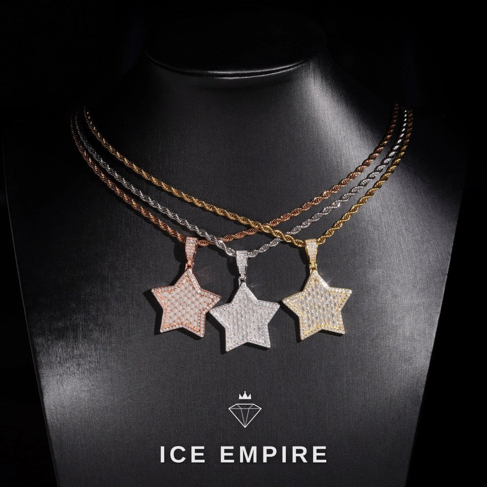Iced Out Baguette Gold Plated Moissanite Pendant