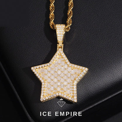 Iced Out Baguette Gold Plated Moissanite Pendant